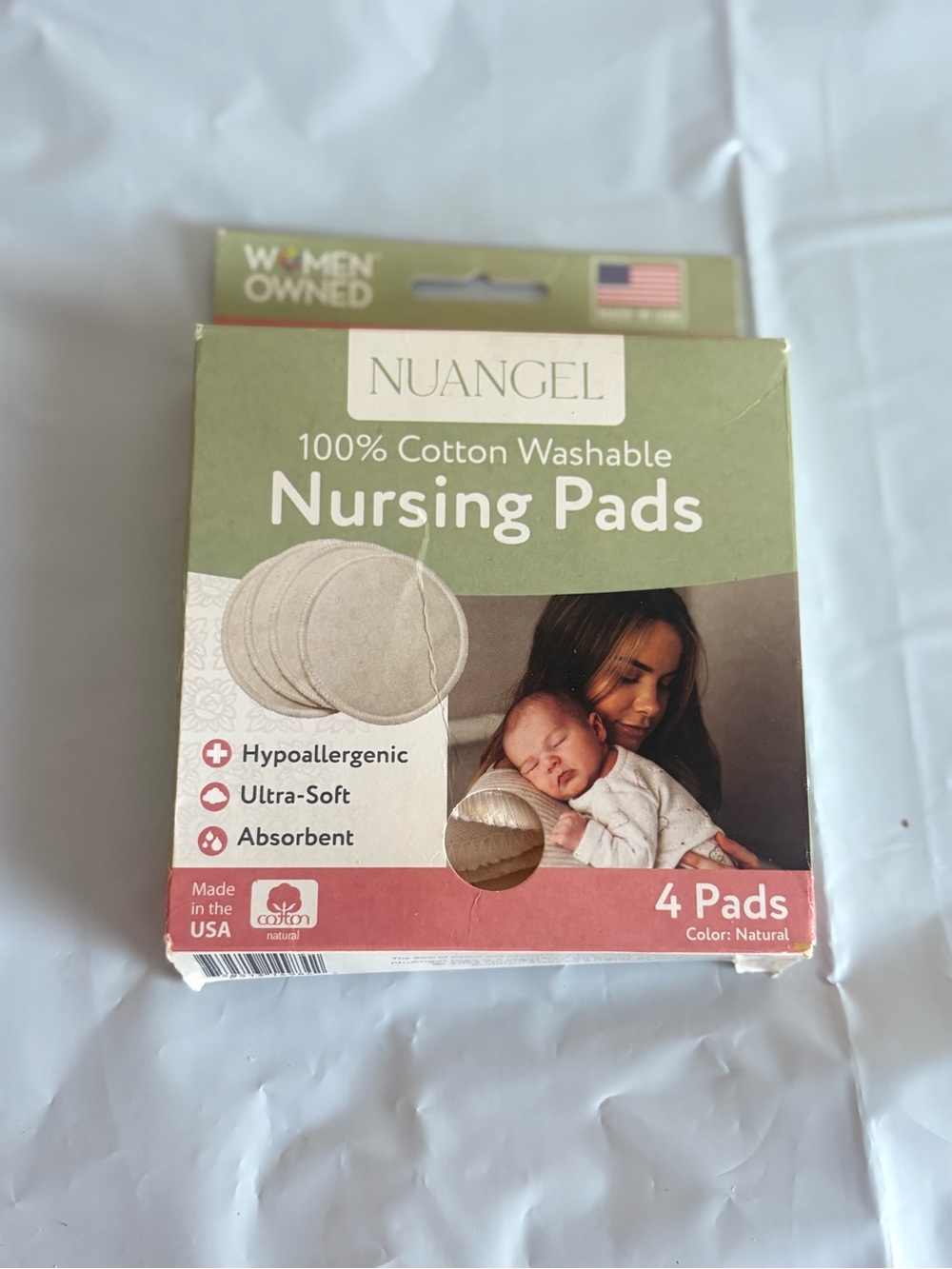 Angel Nuangel Washable Nursing Pads in Olive Green and Cream